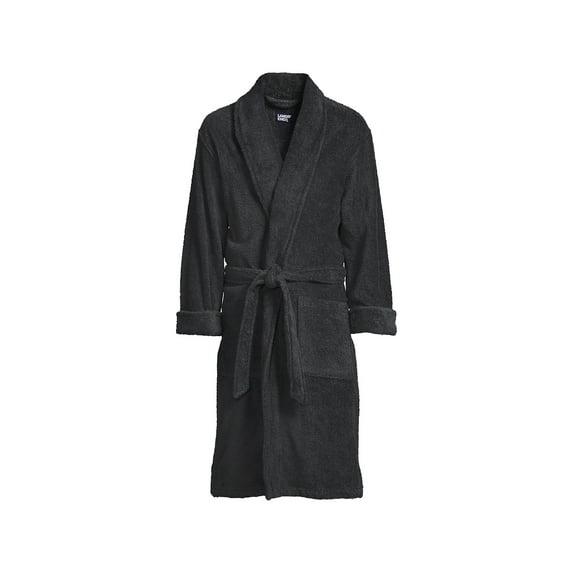 Lands' End Men's Calf Length Turkish Terry Robe - Small - Charcoal
