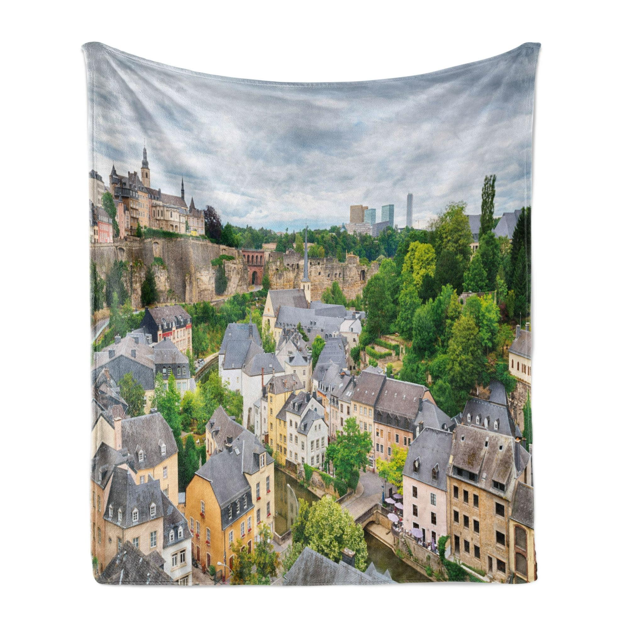 Ambesonne Ambesonne Landscape Fleece Throw Blanket Old Town Luxembourg Multicolor