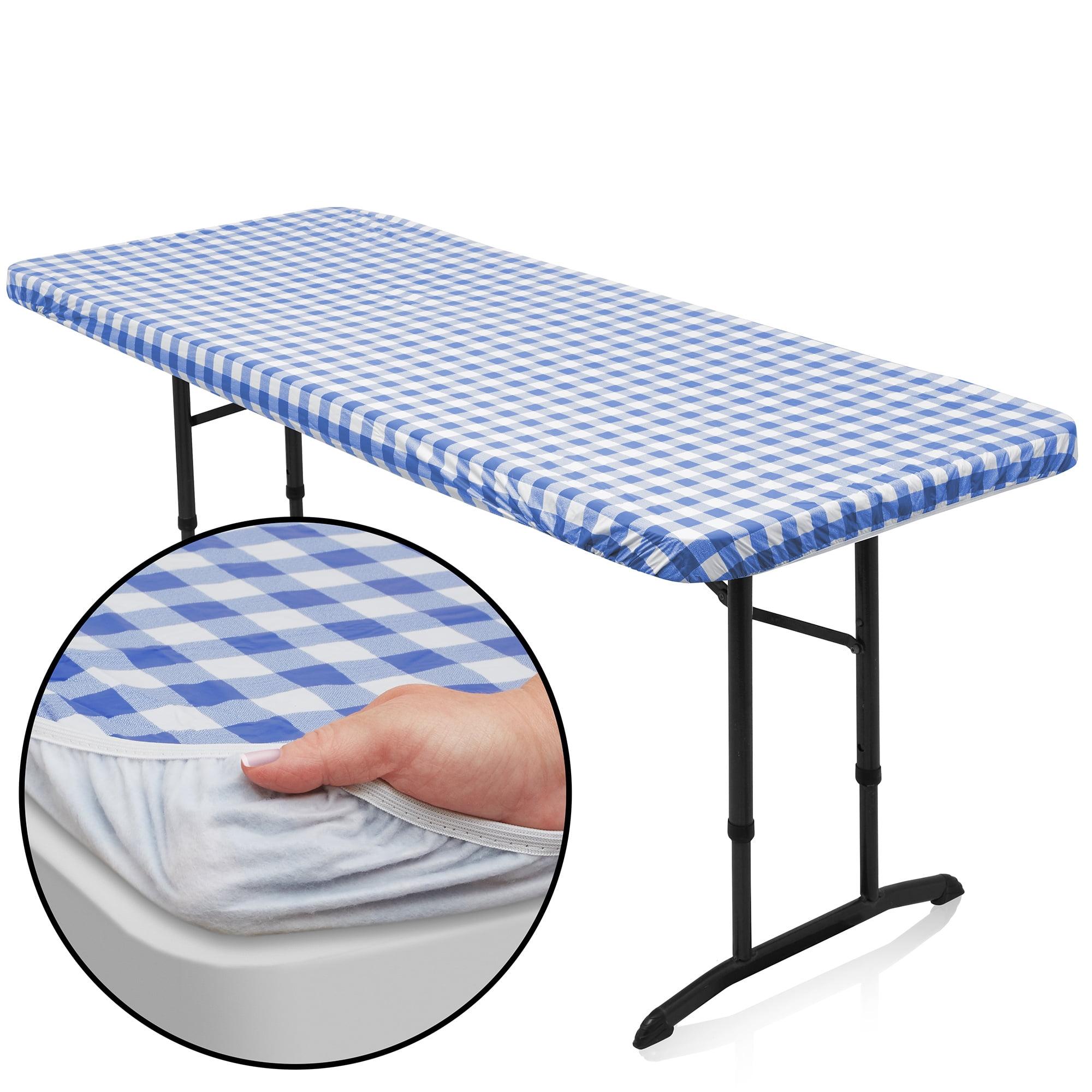 Fitted Vinyl Tablecloth W/ Flannel Backing, Checkered