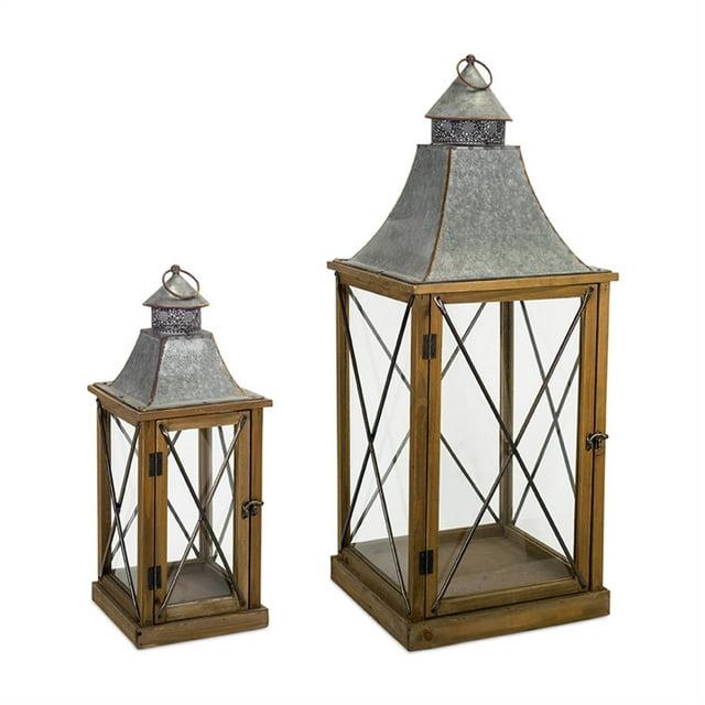 Lantern (Set Of 2) 22"H, 33.5"H Wood, Metal