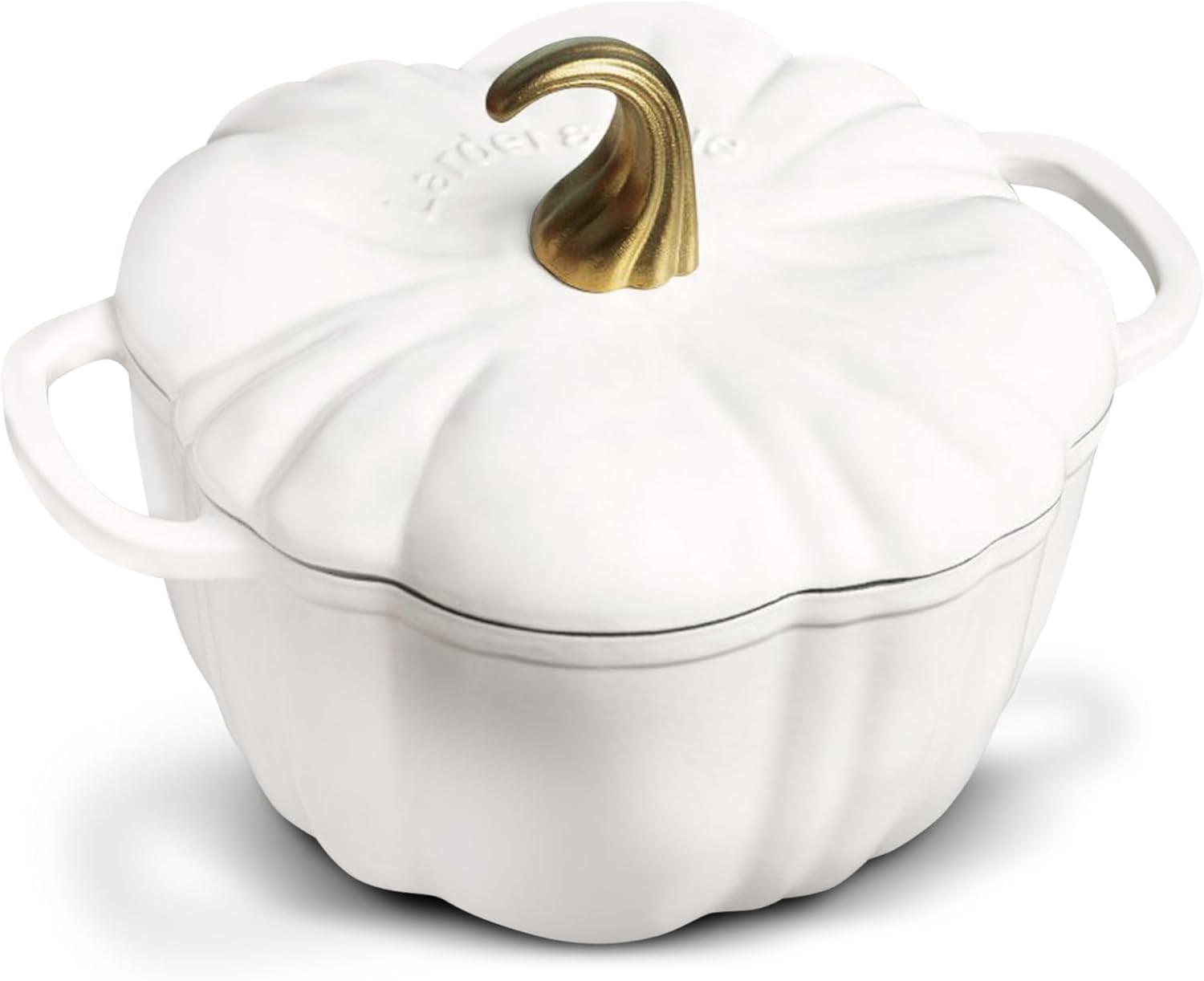 Larder & Vine 5.5 Qt Enameled Cast Iron Pumpkin Dutch Oven with Lid