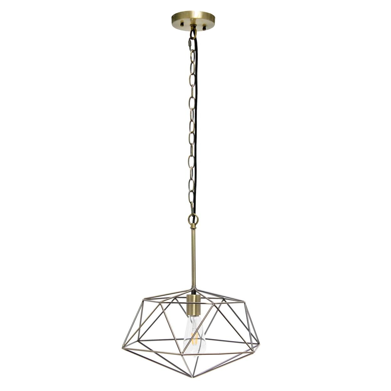 16" Antique Brass Geometric Diamond Pendant Light