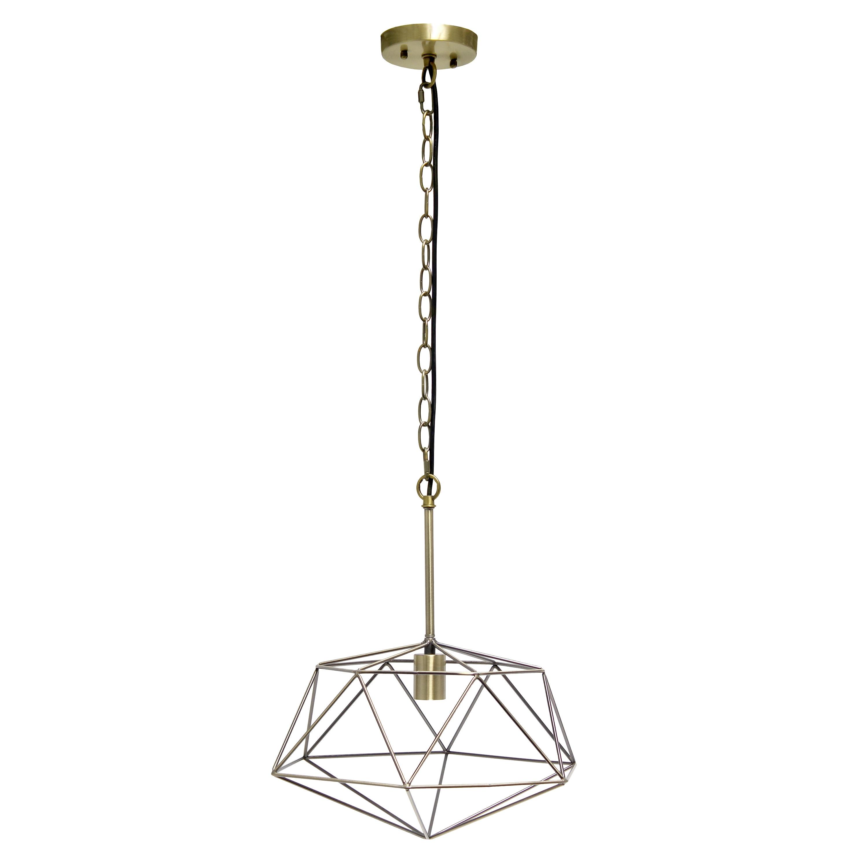 16" Antique Brass Geometric Diamond Pendant Light