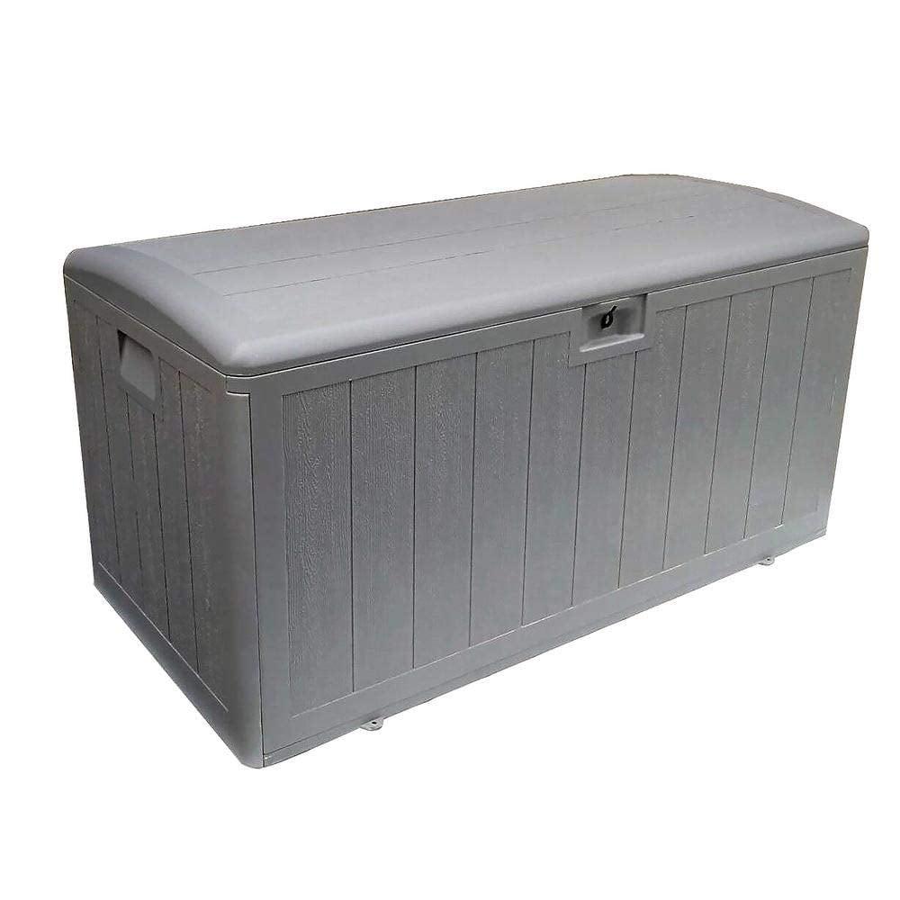 Plastic Development Group 73 Gallon Weather-Resistant Resin Outdoor Storage Deck Box with Slide and Snap Assembly, Driftwood
