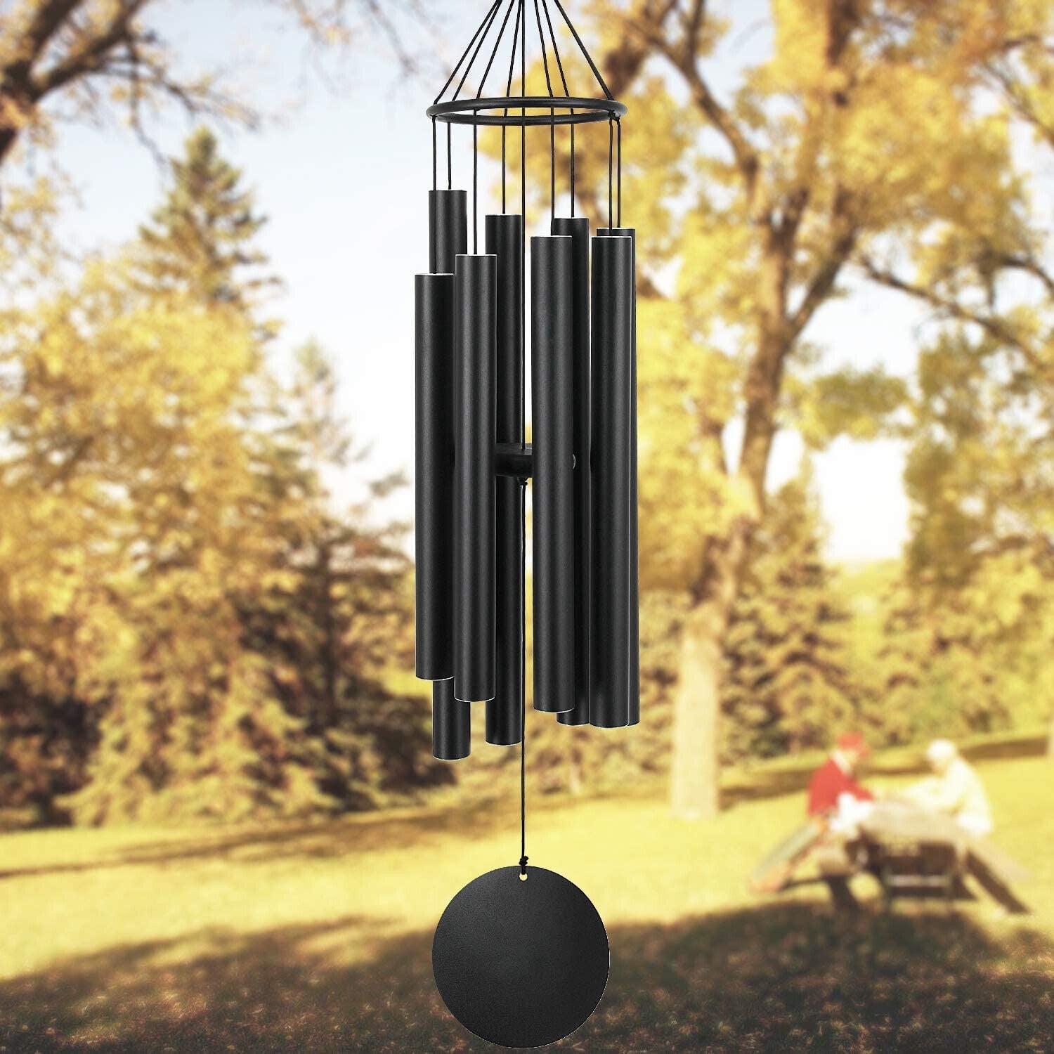 Large Black Aluminum Waterproof Garden Wind Chimes with 38in Tubes