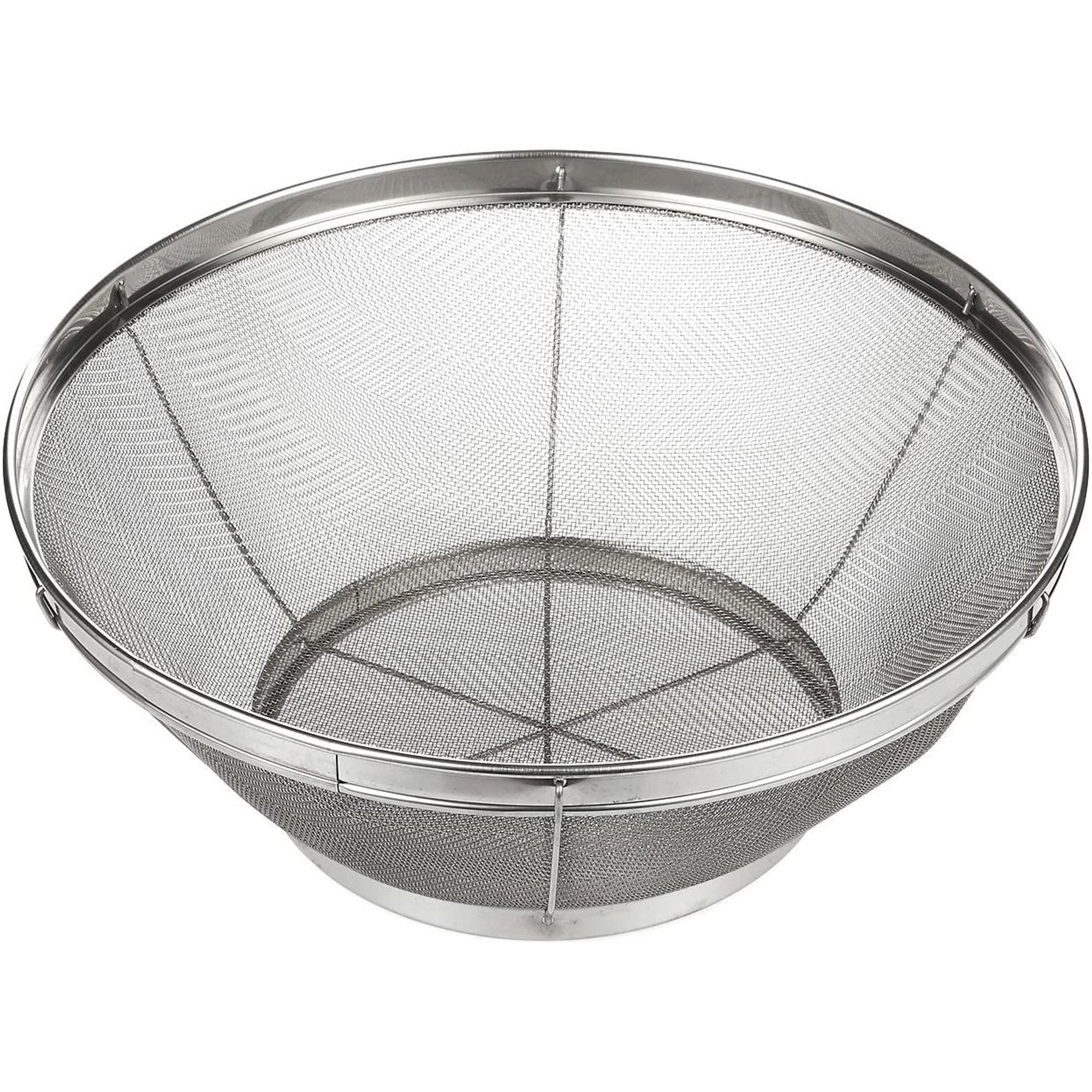 Large Fine Mesh Pasta Round Strainer, Metal Colander for Rice, Salad,Quinoa, Yogurt, Cooking (11 x 4 In)