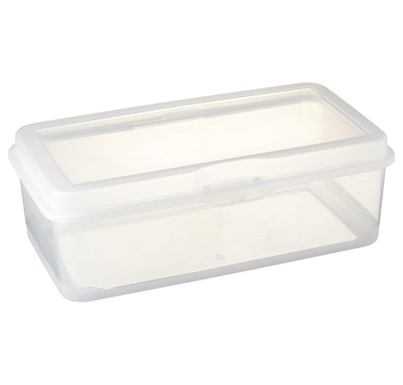 Clear Stackable Plastic Storage Bin with Hinged Lid, 6-Pack