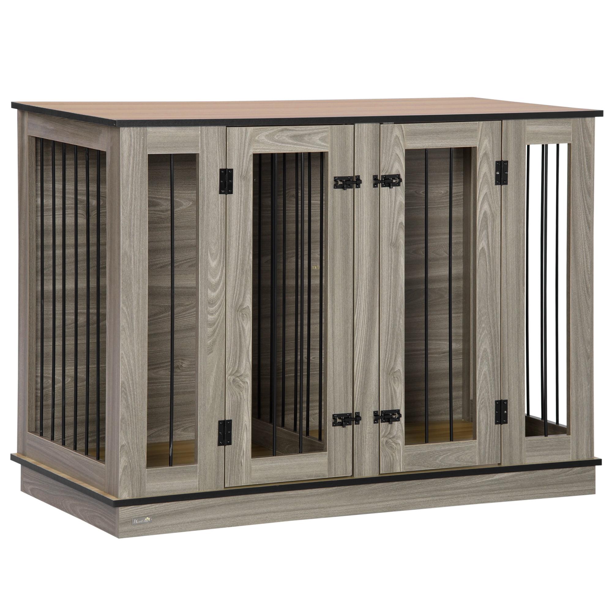 PawHut Dual-Function Dog Crate End Table in Dark Walnut