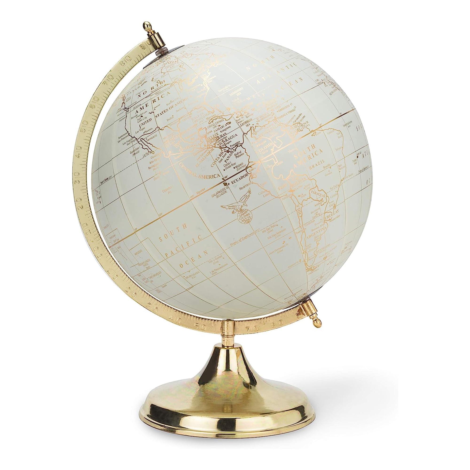 Abbott Collections  12 in. Globe on Stand, Ivory & Gold - Large