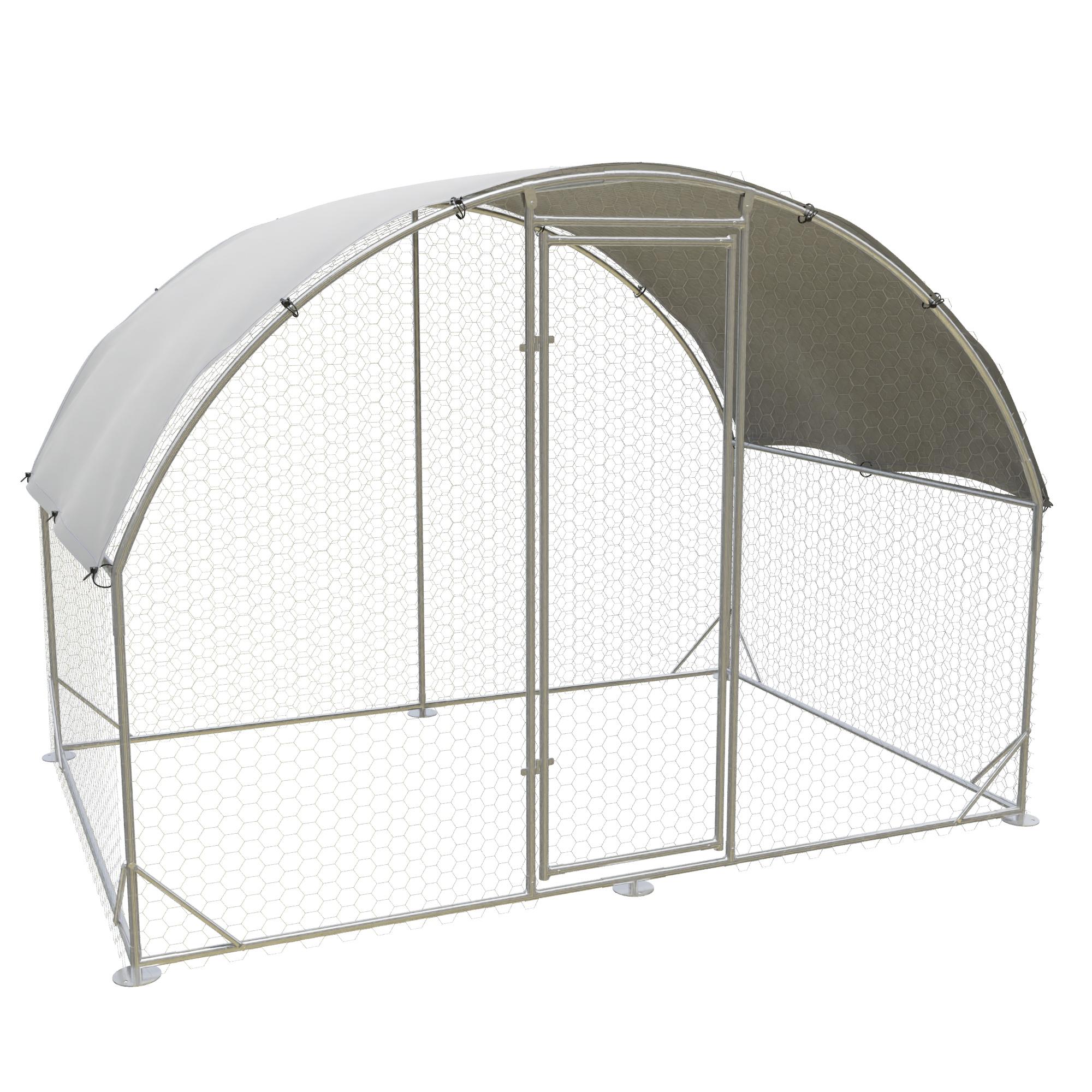 Tucker Murphy Pet™ Large Garri Metal Chicken Run with Waterproof and Anti-UV Cover, Dome Shaped Walk-in Fence Cage Hen House for Outdoor and Yard Farm Use, 9.2' x 6.2' x 6.5'