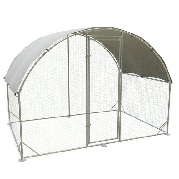 Tucker Murphy Pet™ Large Garri Metal Chicken Run with Waterproof and Anti-UV Cover, Dome Shaped Walk-in Fence Cage Hen House for Outdoor and Yard Farm Use, 9.2' x 6.2' x 6.5'