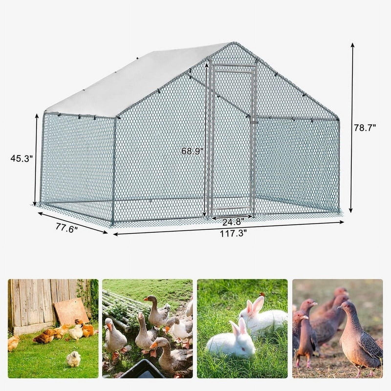 Large Metal Chicken Coop Walk-in Poultry Cage 6.5 x 10 ft.