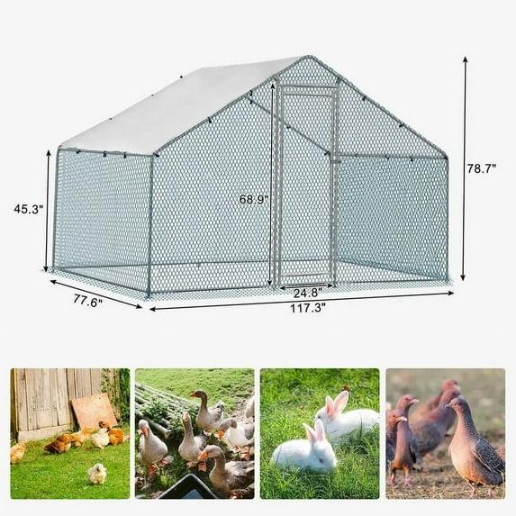 Large Metal Chicken Coop Walk-in Poultry Cage 6.5 x 10 ft.