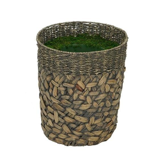 Large Mixed Seagrass/Water Hyacinth Basket Planter Pot-in-a-Pot Grey-Washed