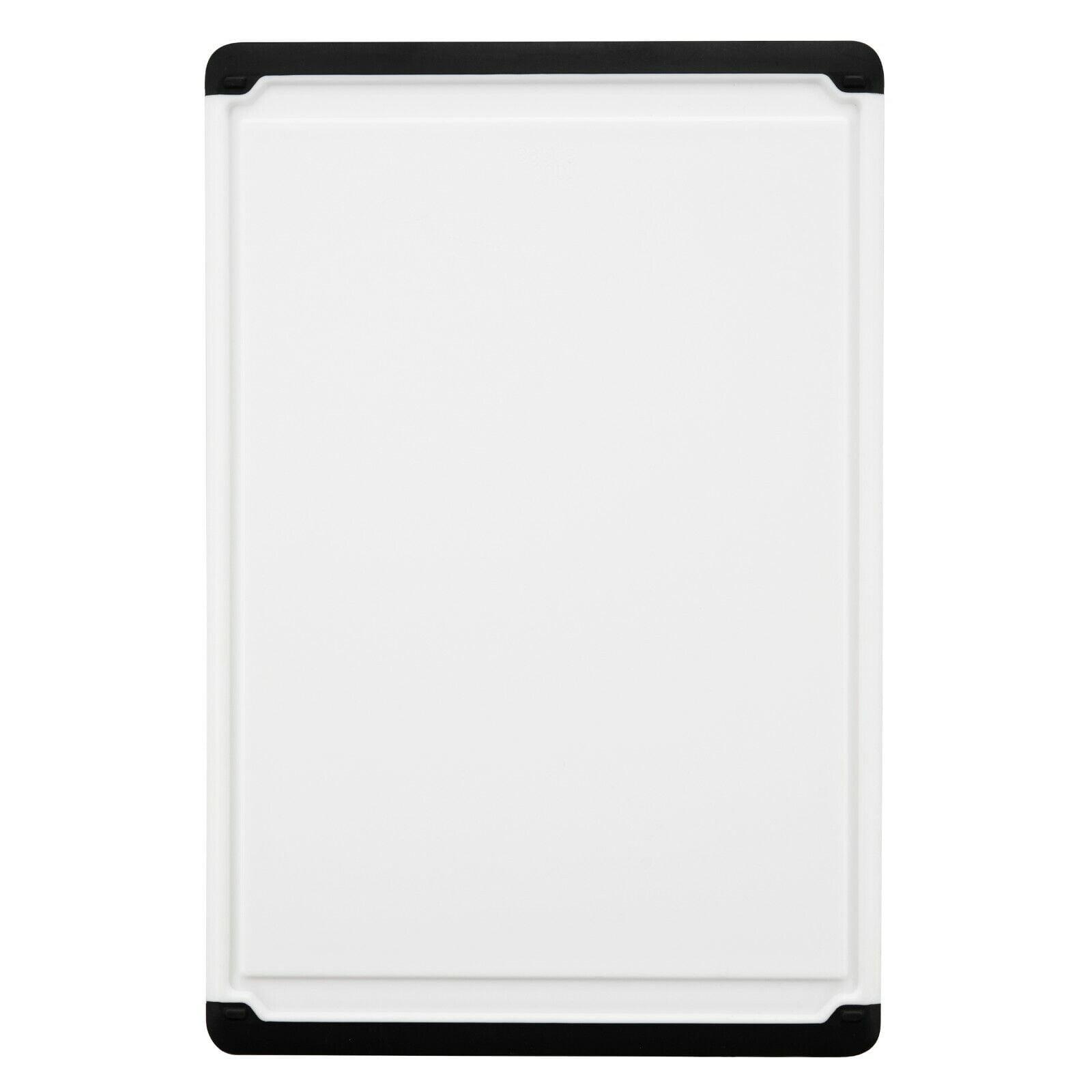 Large Black and White Plastic Cutting Board with Drip Grooves