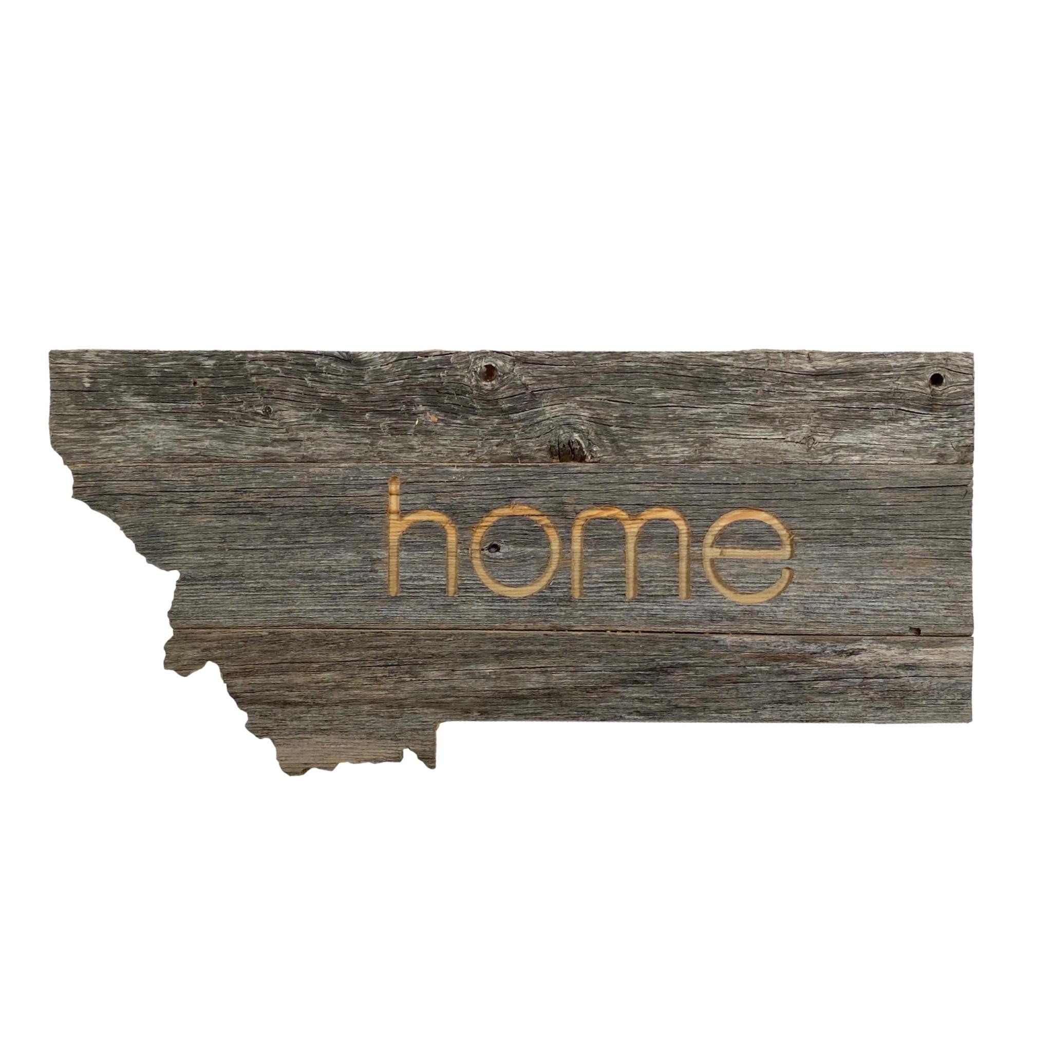Large Rustic Farmhouse Montana Home State Reclaimed Wood Wall Sign