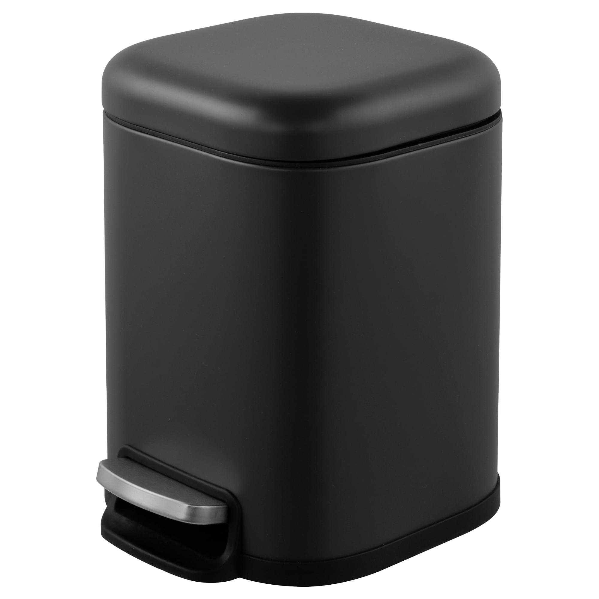 Matte Black Stainless Steel Square Step Trash Can with Pedal, 1.6 Gallon