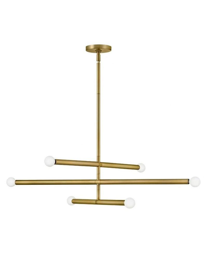 Millie Lacquered Brass 6-Light Mid-Century Modern Chandelier