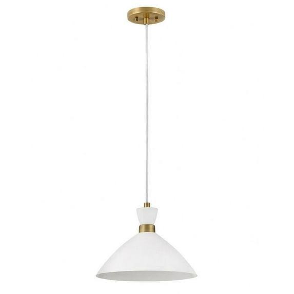 Lark Simon 1 - Light Pendant in  Matte White/Heritage Brass