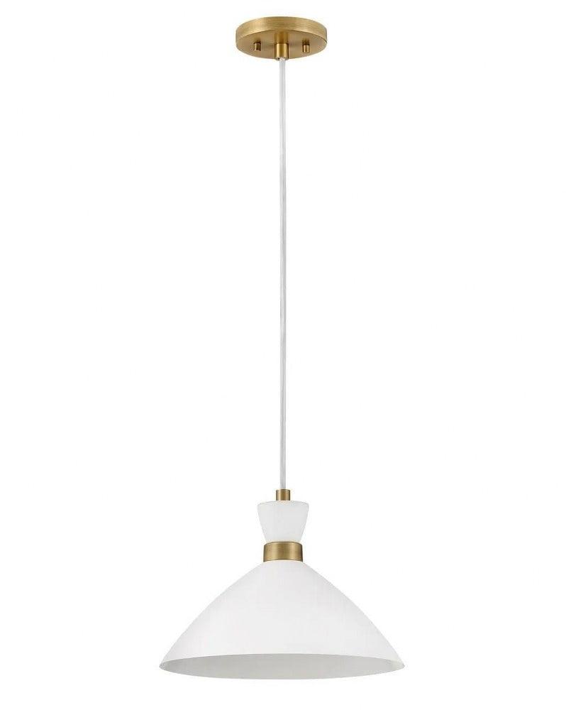 Lark Simon Matte White and Heritage Brass LED Bowl Pendant