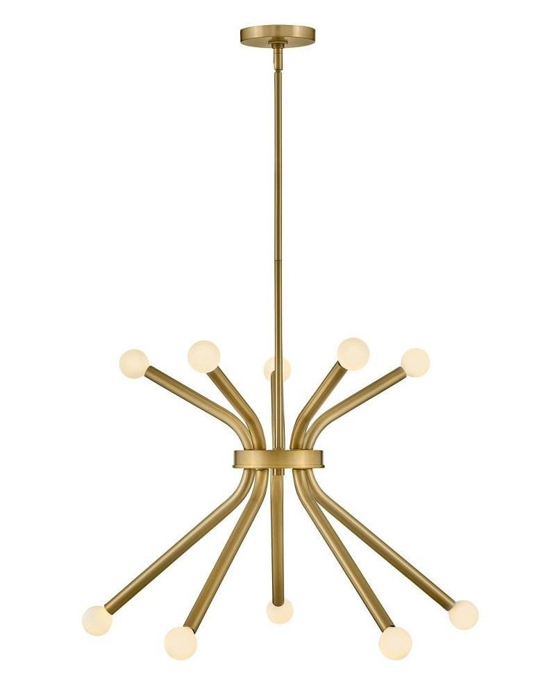 Lark Axton 10 - Light Chandelier in  Lacquered Brass