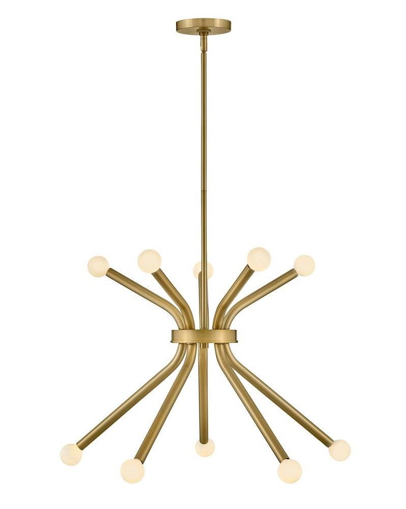 Lark Axton 10 - Light Chandelier in Lacquered Brass