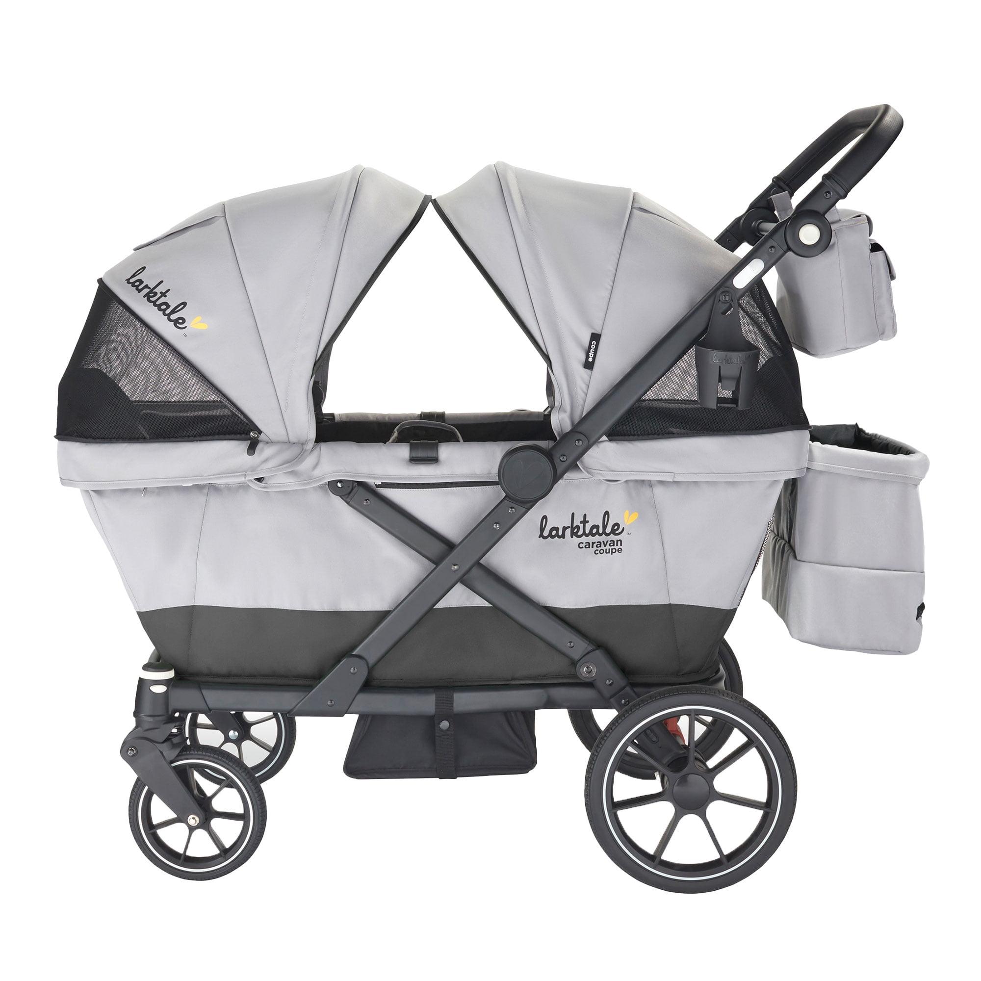 Larktale Caravan Coupe V2 Compact Stroller Wagon with Reclining Seats - Gray/Blue