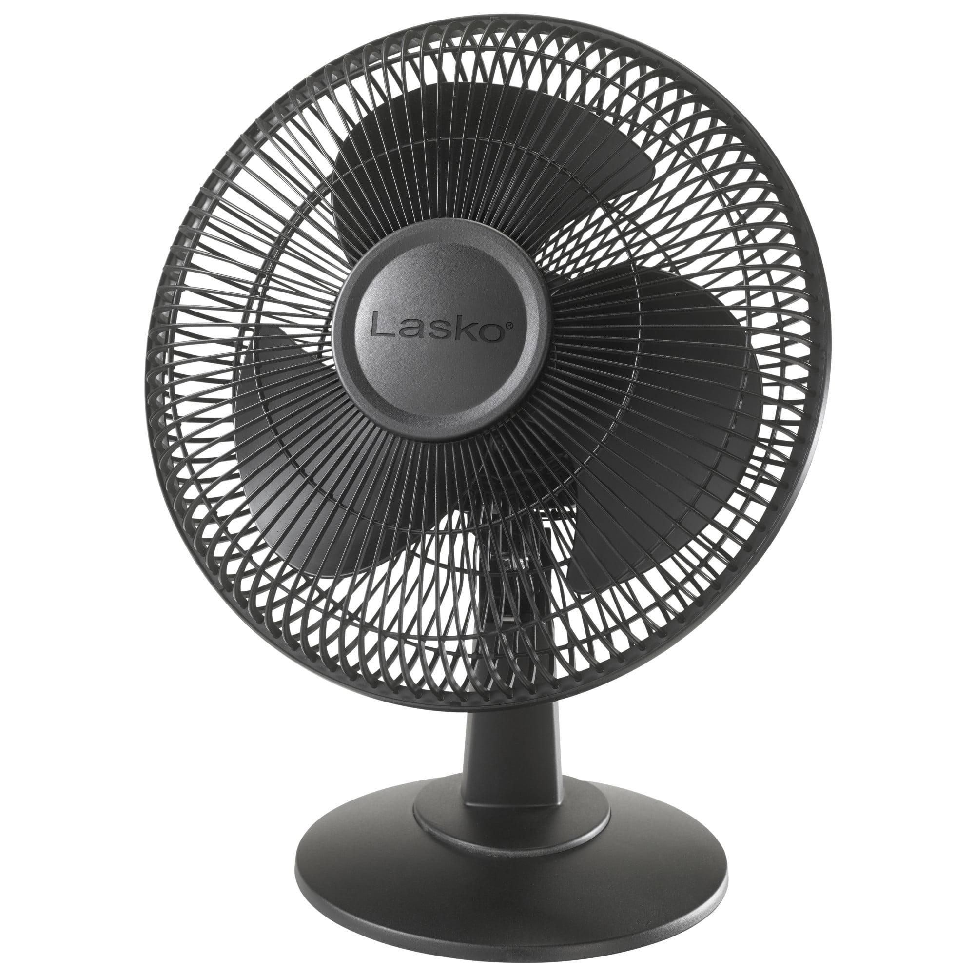 Lasko 12" Black Oscillating Desk Fan with 3 Speeds and Tilt Head