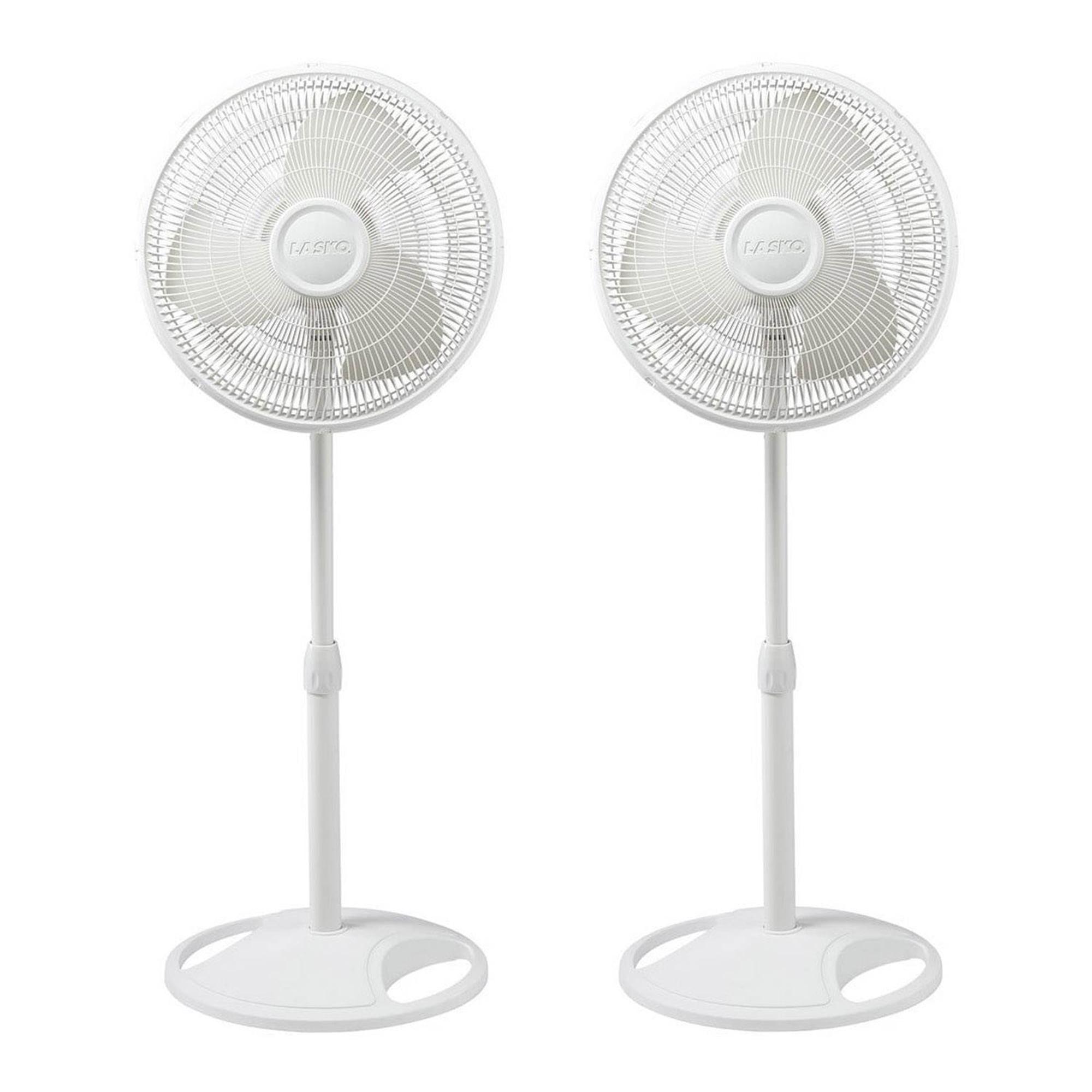 Lasko Lasko 16 Inch Oscillating Adjustable Tilting Pedestal Stand Fan, White (2 Pack) (Set of 2)