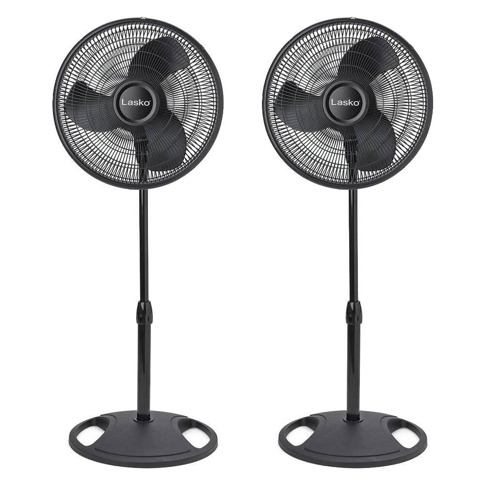 Lasko Lasko 16 Inch Oscillating Adjustable Tilting Pedestal Stand Fan, White (2 Pack) (Set of 2)