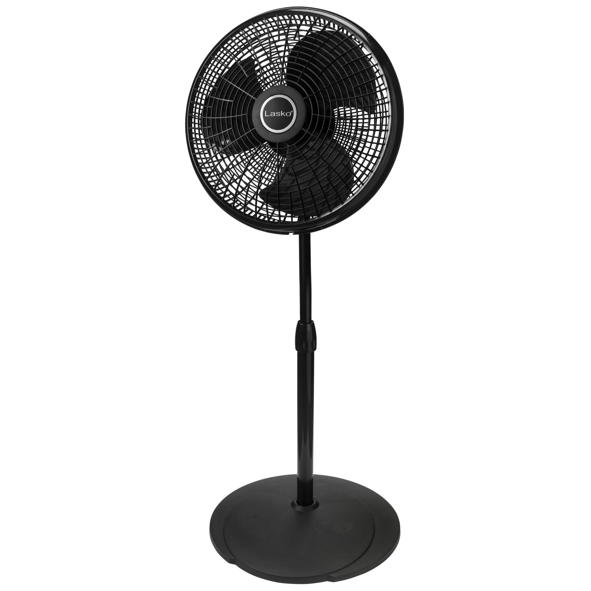 Lasko 16-Inch Black Adjustable Oscillating Pedestal Fan