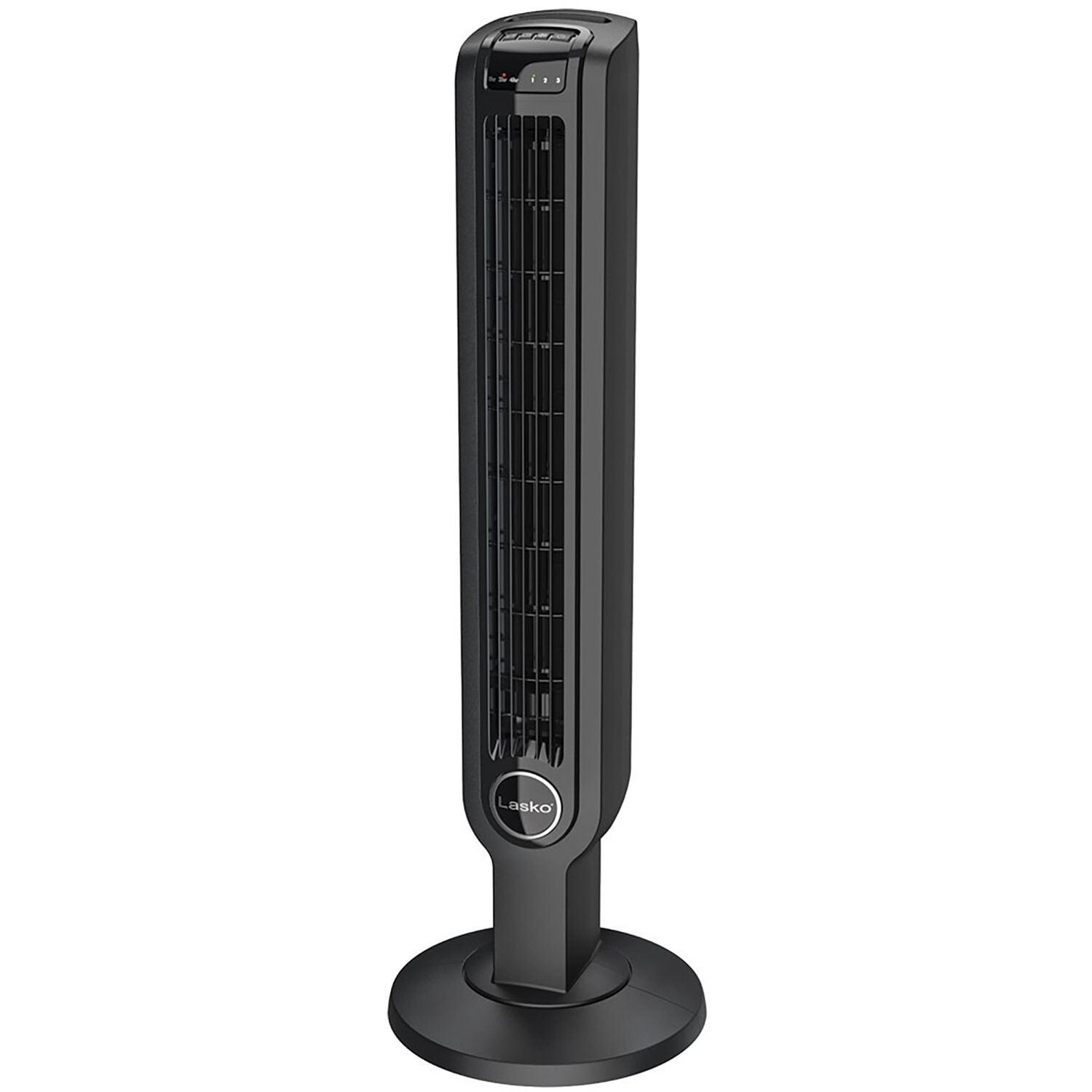 Lasko 36" 3- Speed Oscillating Tower Fan with Timer and Remote, Black, T36211, New