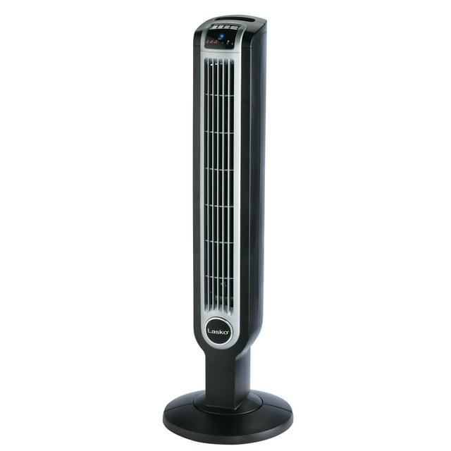 Lasko 36" Oscillating 3-Speed Tower Fan and Ionizer with Remote, Black, 2505, New
