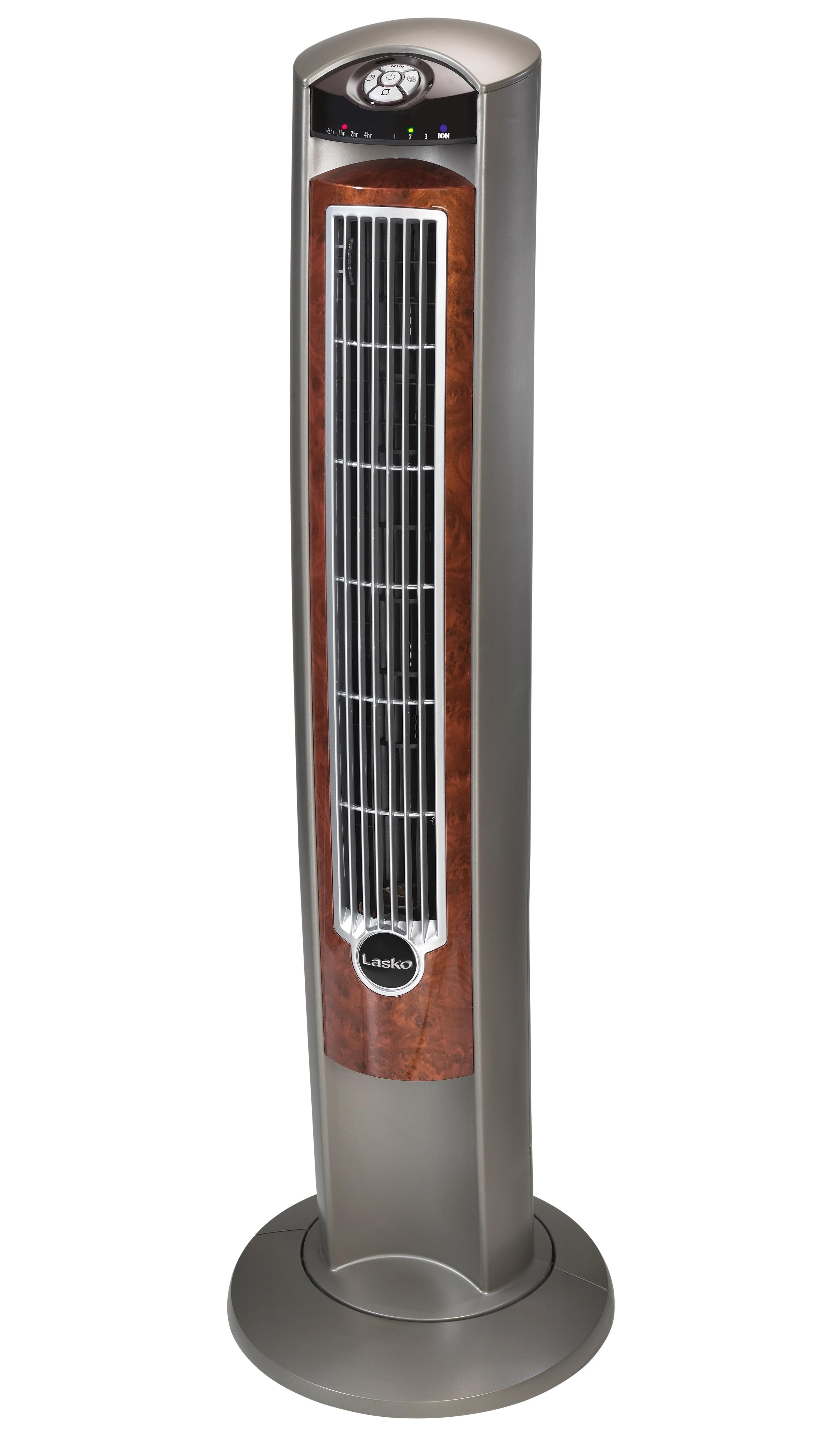 Gray and Woodgrain 42" Oscillating Tower Fan with Remote