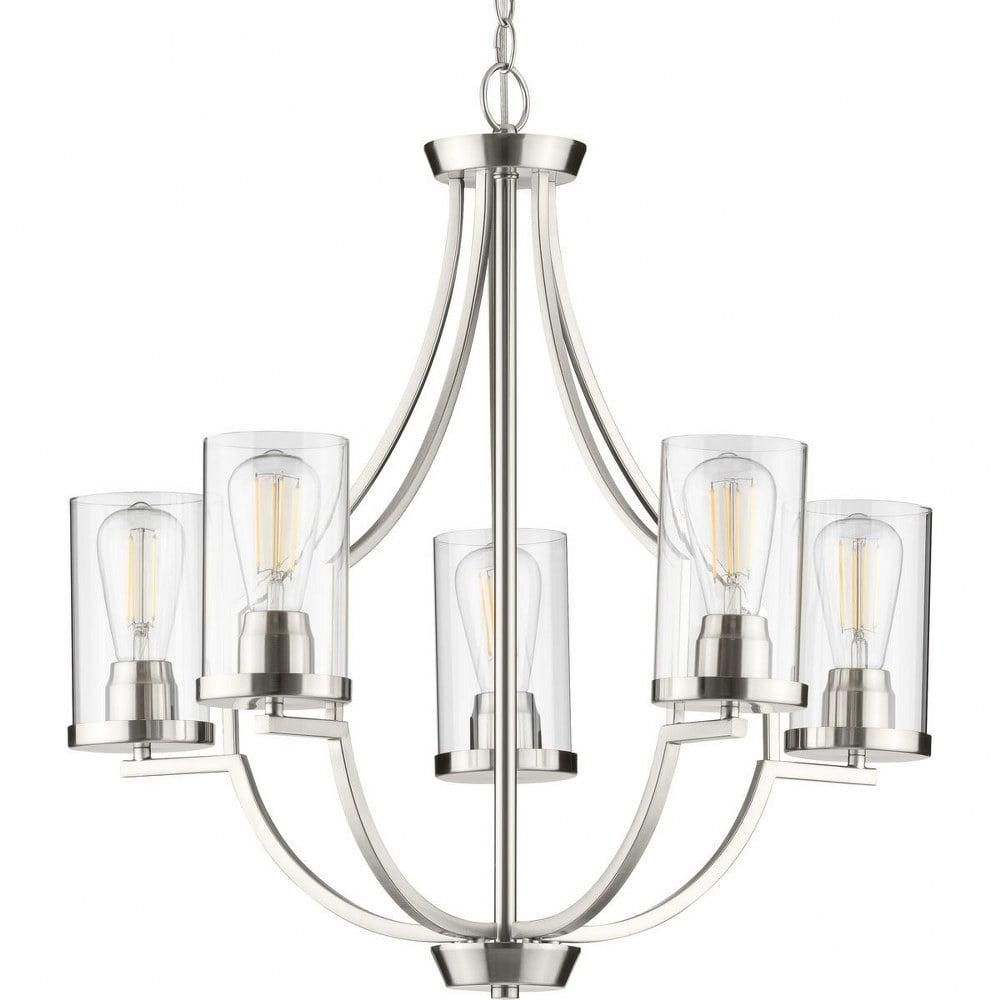 Lassiter 5-Light Brushed Nickel Chandelier with Clear Glass Shades