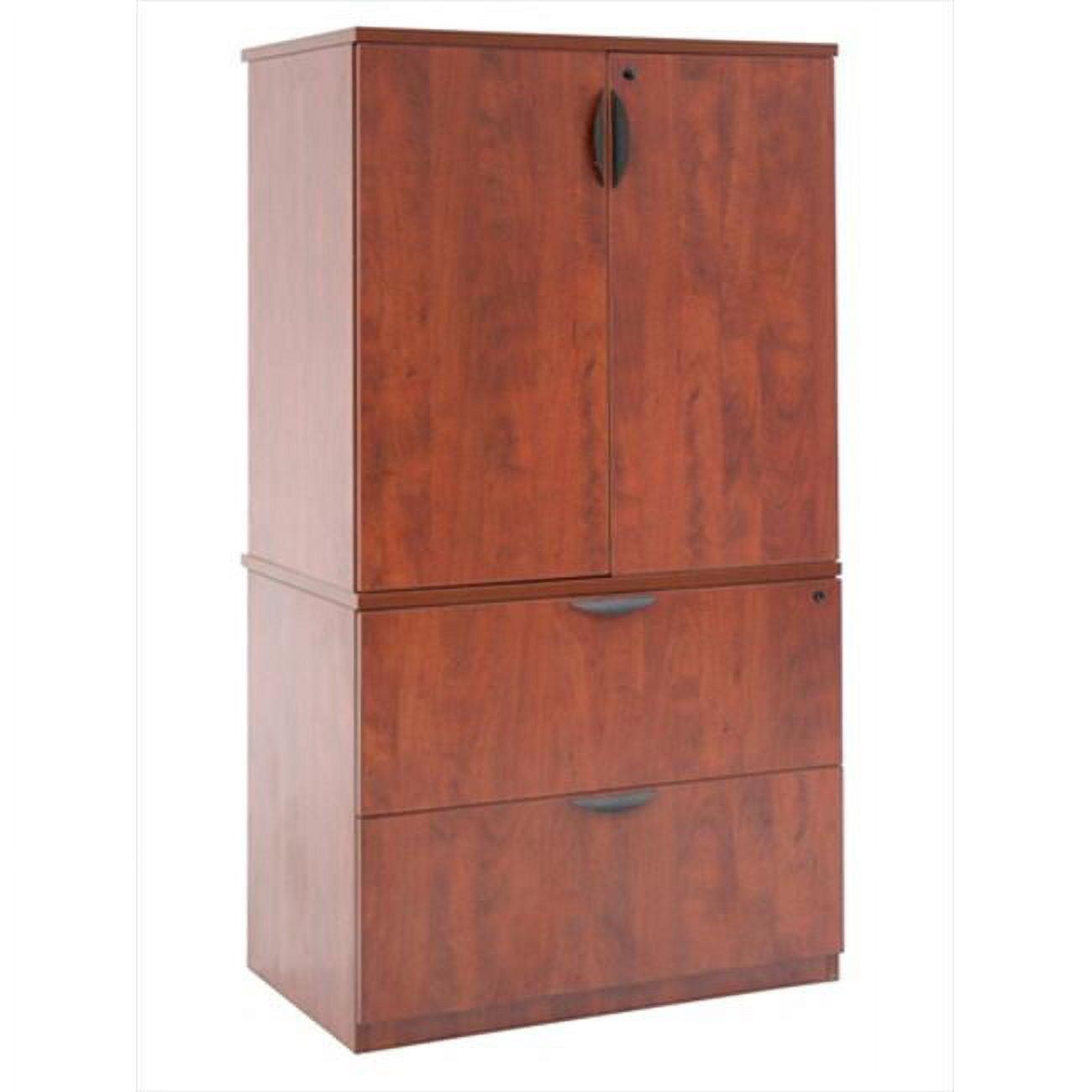 Cherry Woodgrain 2-Drawer Lockable Lateral File Cabinet with Shelves