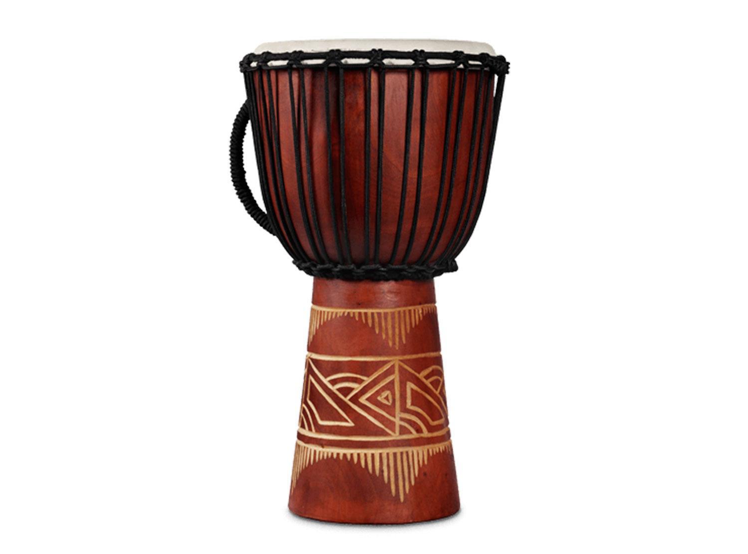 Latin Percussion World Bat Wood Art Medium Djembe Drum, Red