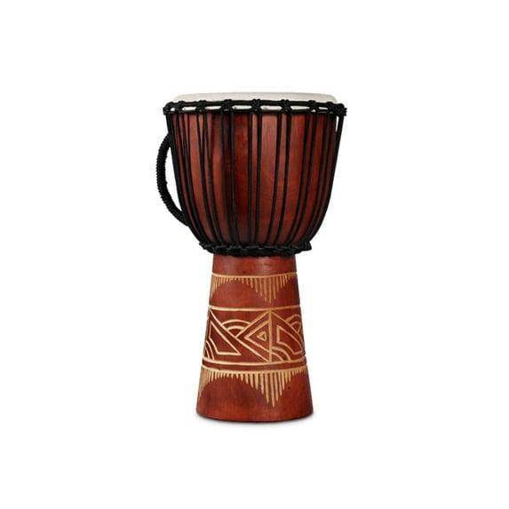 Latin Percussion World Bat Wood Art Medium Djembe Drum, Red
