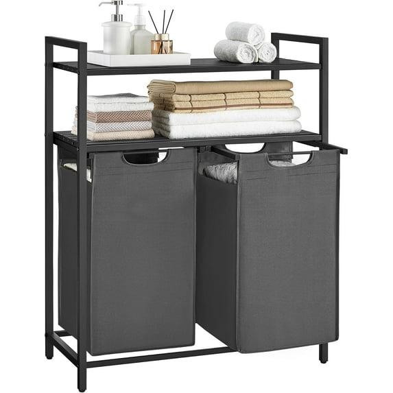 VASAGLE Laundry Hamper, Laundry Basket, Laundry Sorter with 2 Pull-Out and Removable Bags Black and Gray