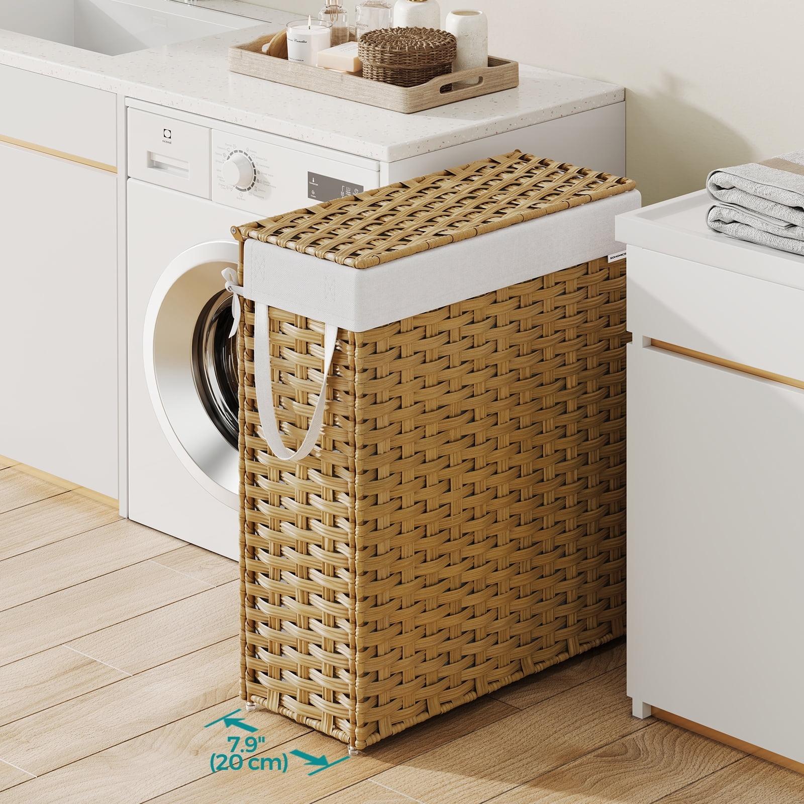 Natural Wicker Laundry Hamper with Lid and Handles