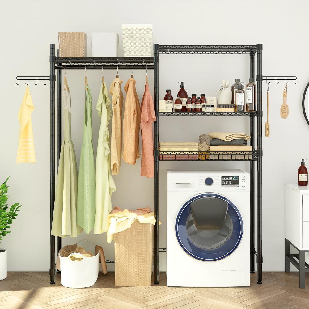 Laundry Room Clothes Drying Rack Freestanding Over Washer and Dryer for Hanging