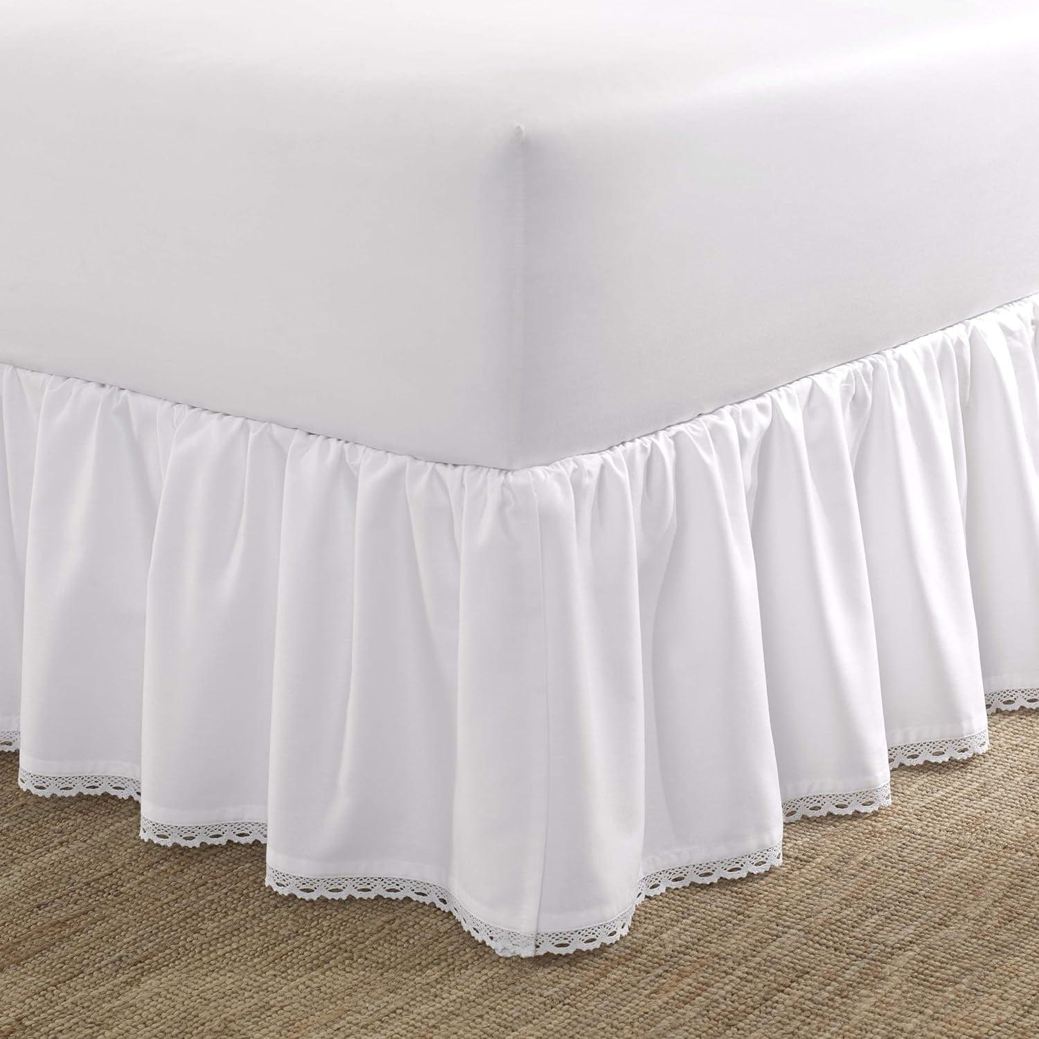 Laura Ashley Crochet Ruffle Tailored Bedskirt White