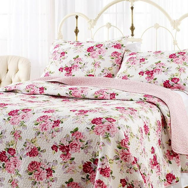 Laura Ashley Laura Ashley Lidia Cotton Reversible Pink Quilt Set