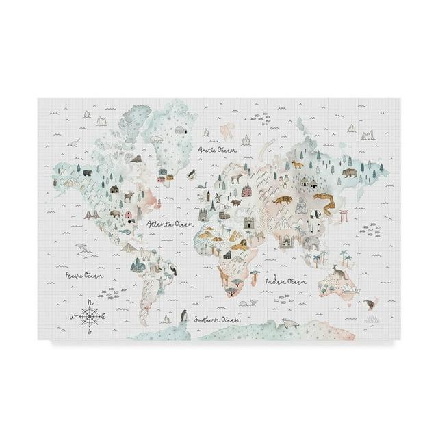 Trademark Fine Art - Laura Marshall 'World Traveler I' Canvas Art - 16x24