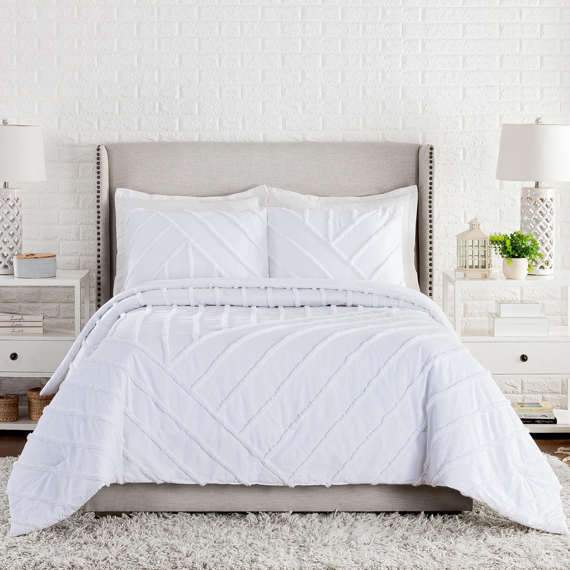Laurel and Mayfair Cotton Ring Stitch Chevron / Zig Zag Comforter Set