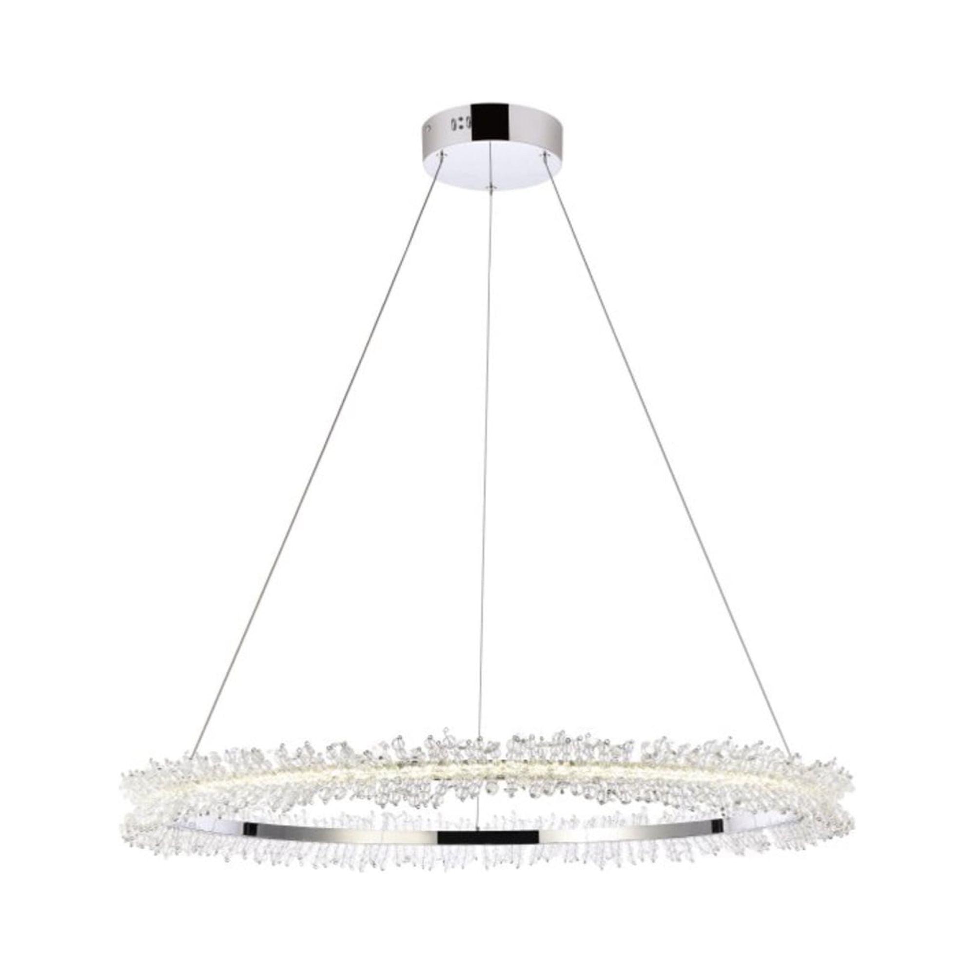 Laurel 34" Chrome LED Pendant with Crystal Trim