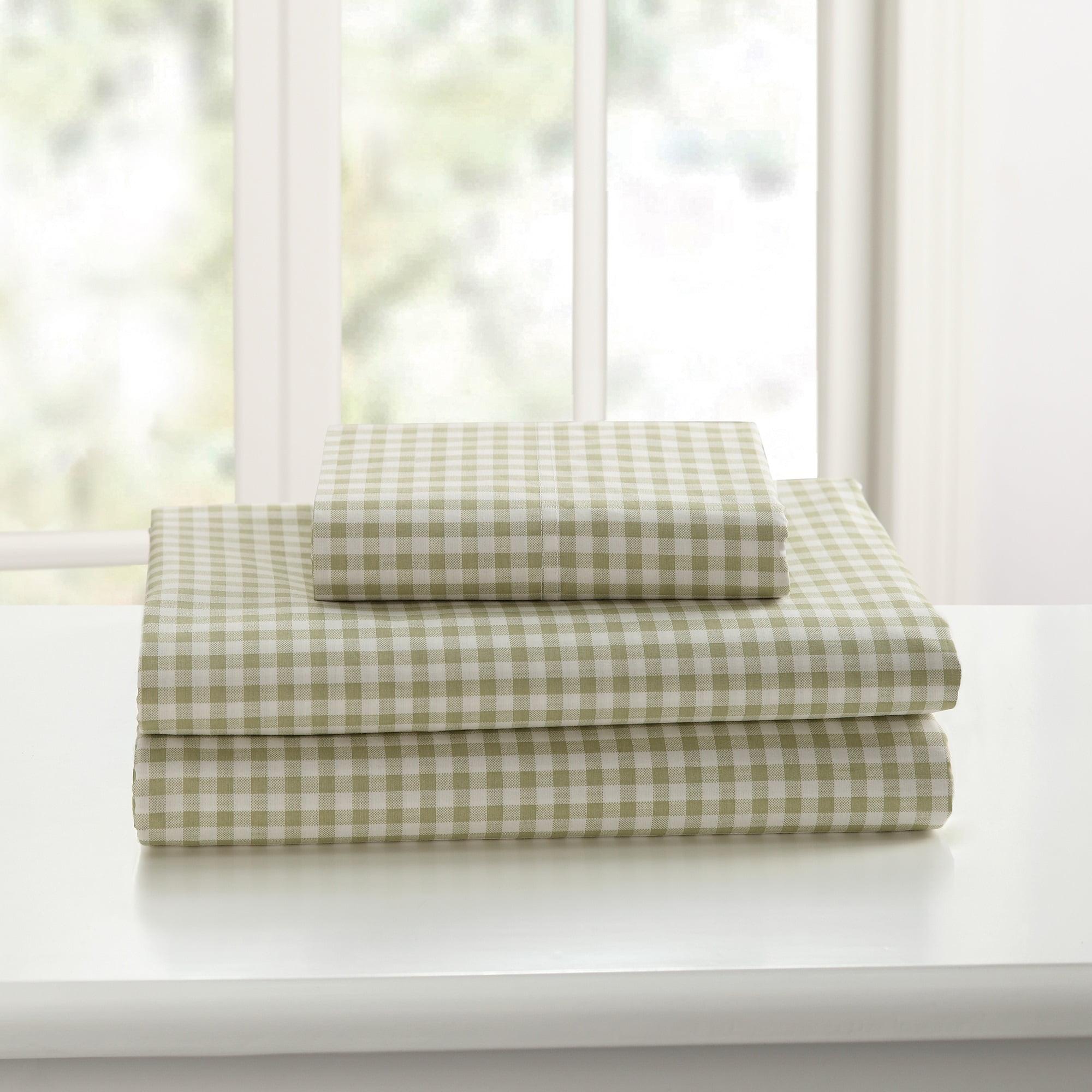 Gingham 250 Thread Count Plaid 100% Cotton Sheet Set