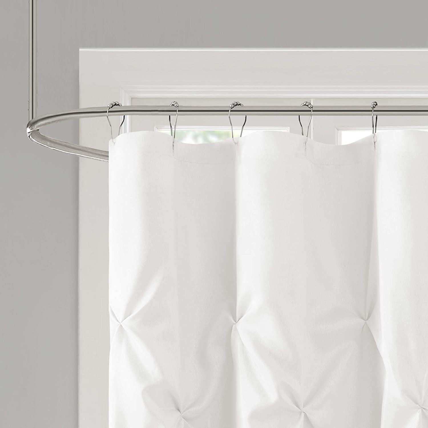 Laurel White Tufted Polyester Shower Curtain