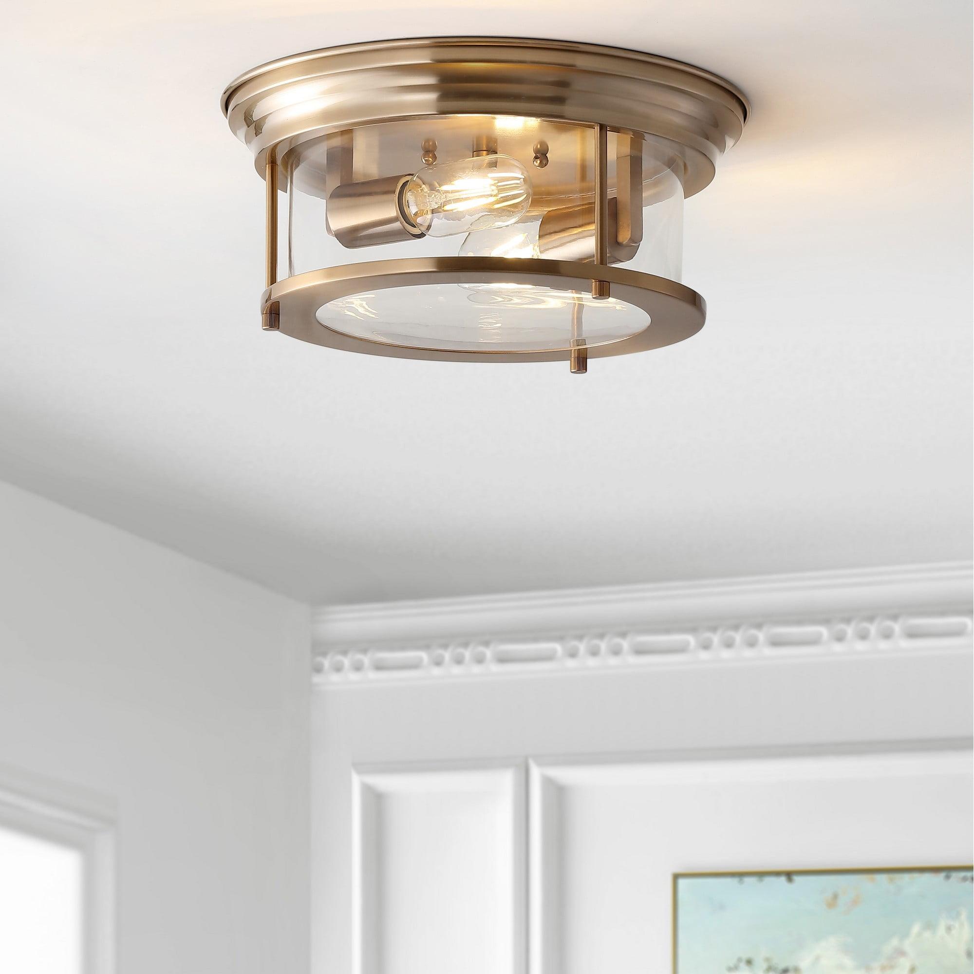 Lauren 13.25" Brass Gold and Clear Glass LED Flush Mount