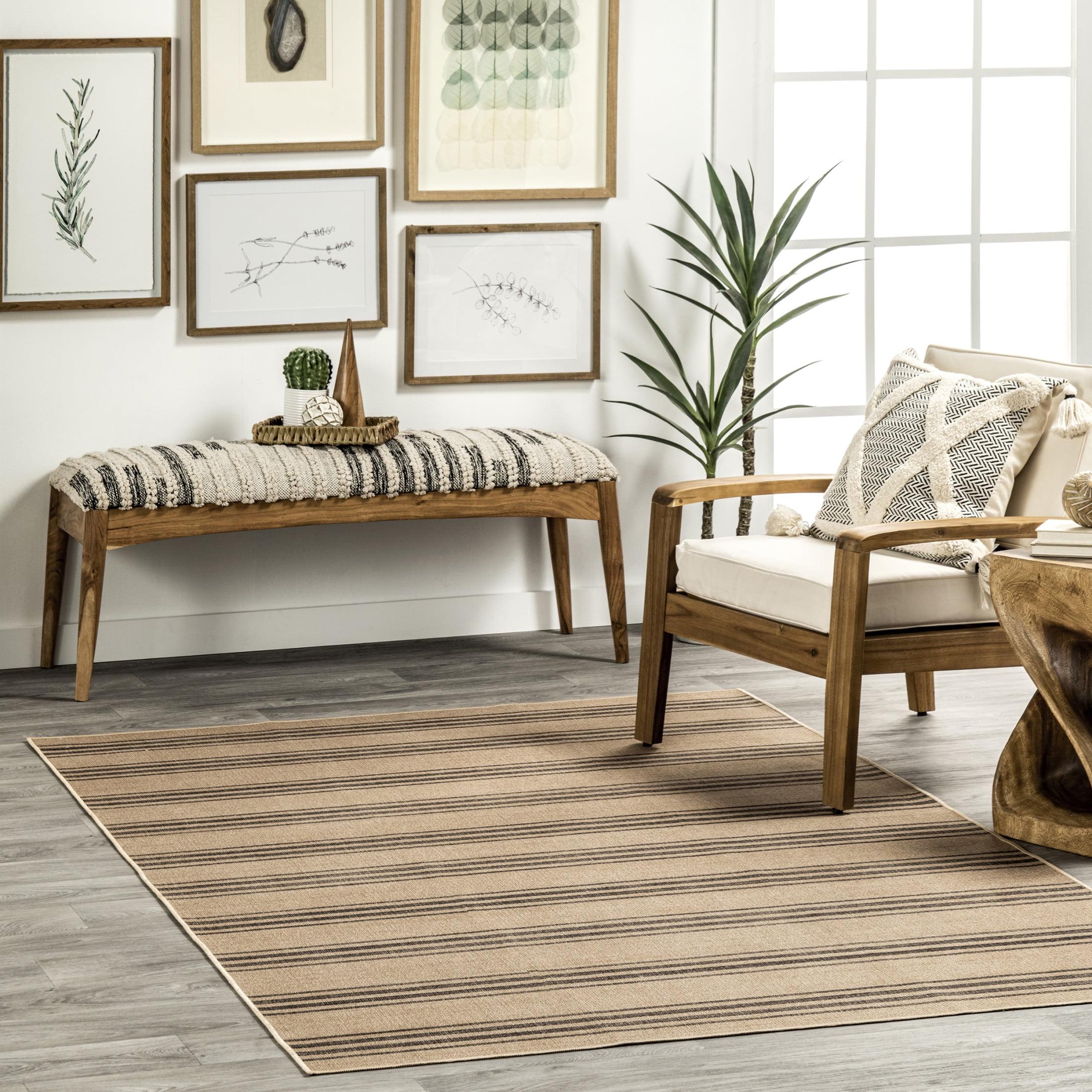 Bungalow Rose Hassell Lavina Striped Easy 100% recycled polyester Machine Washable Area Rug